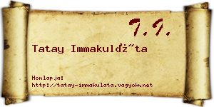 Tatay Immakuláta névjegykártya